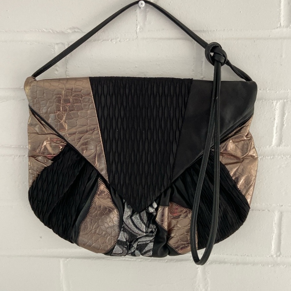 1980-1990 Classic Vintage Metallic Black Disco Shoulder Purse Clutch